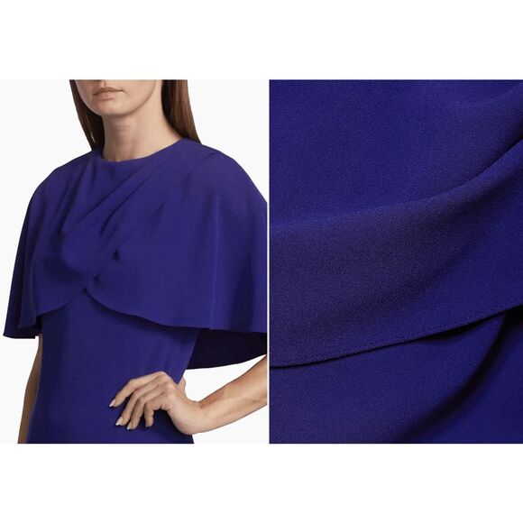 Teri Jon by Rickie Freeman Capelet Crepe Column Gown US14 $660 - Picture 2 of 10